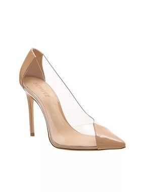 SCHUTZ Nude Patent & Clear Pointed-Toe Stiletto